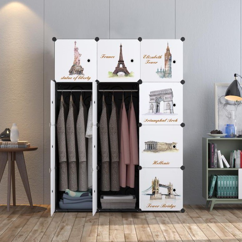 [READY STOK] EURO BLACK 12C DIY Rack Storage Cabinet Wardrobe With ...