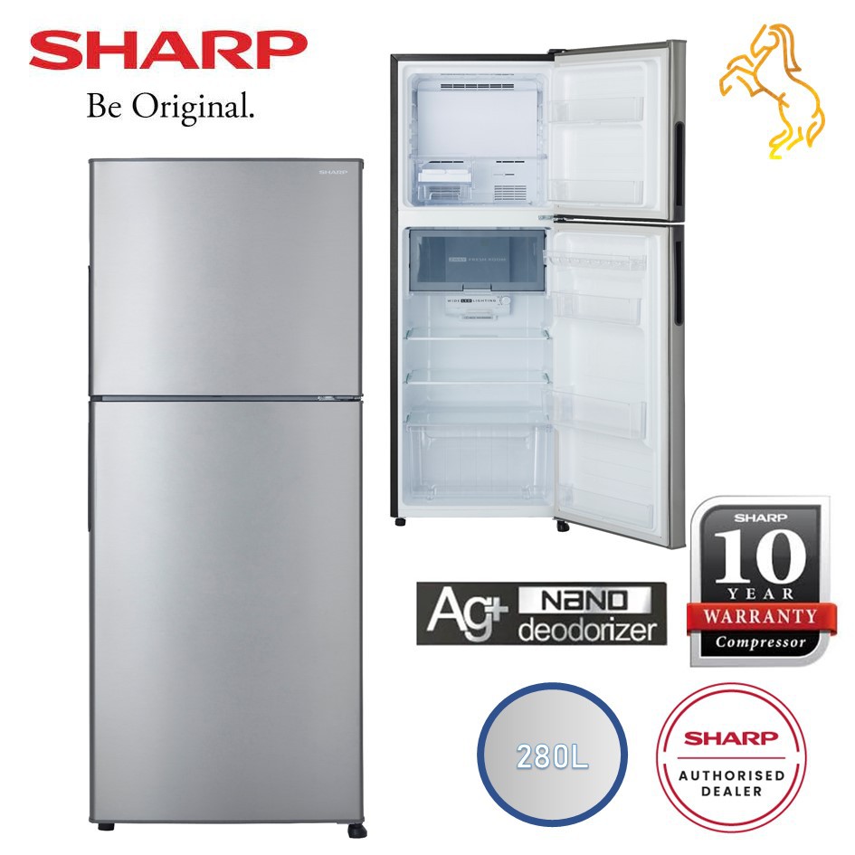 Sharp Refrigerator 280L 2 Door Fridge SJ285MSS / SJ286MSS INVERTER Peti