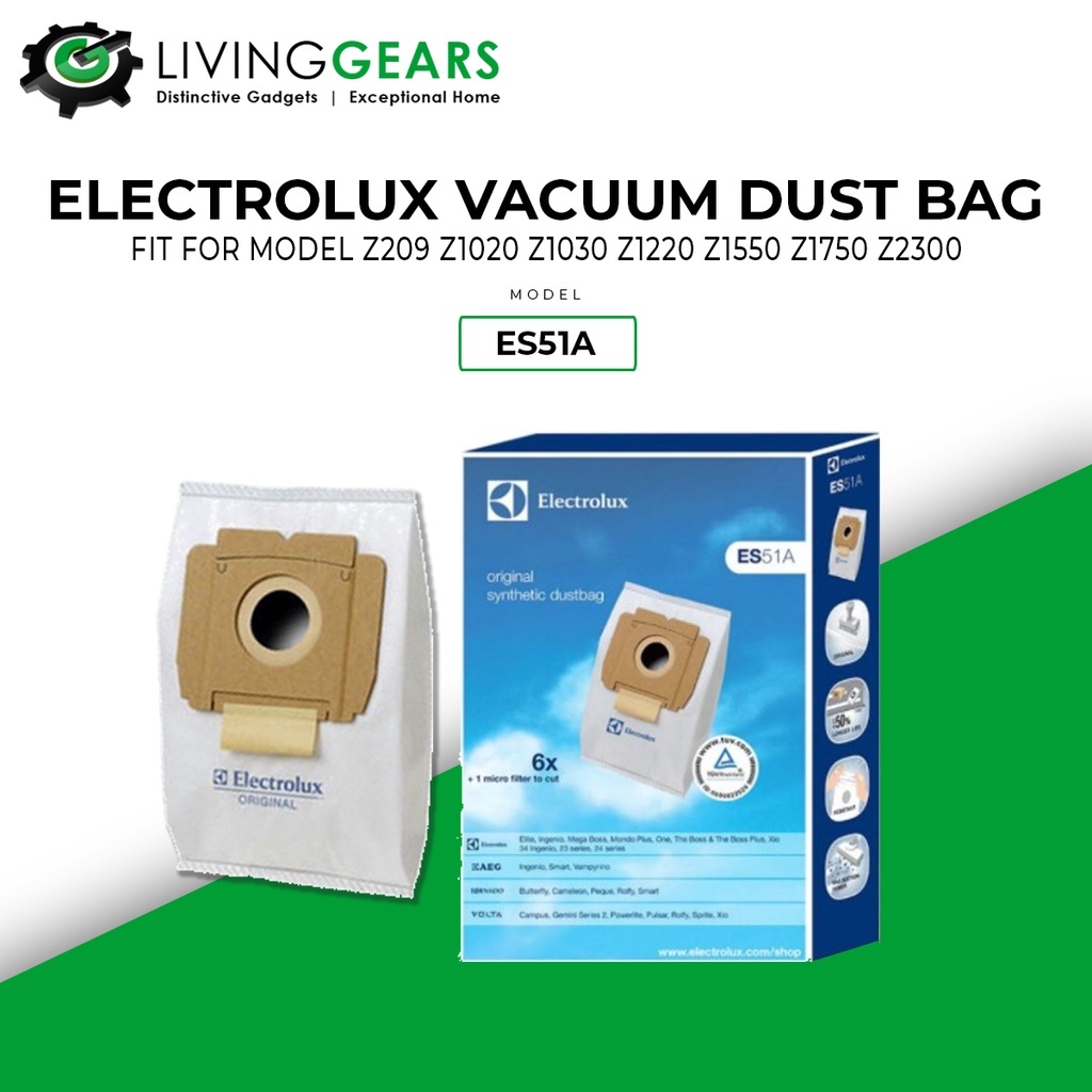 Electrolux ES51A Dust Bag for Z209 Z1020 Z1030 Z1220 Z1550 Z1750 Z2300 6pcs box Shopee Malaysia