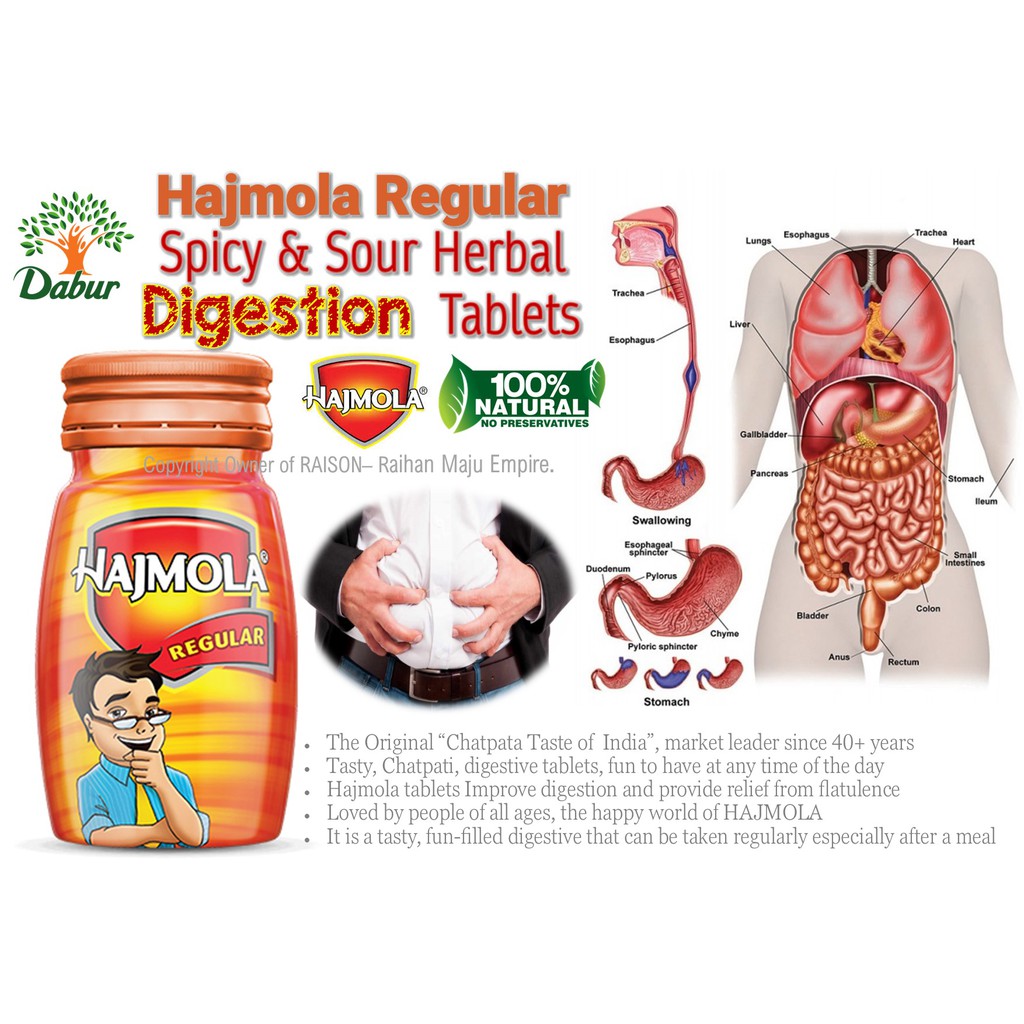 Dabur Hajmola 120 Tablets - Ayurvedic herbs Spicy & Sour Digestion ...