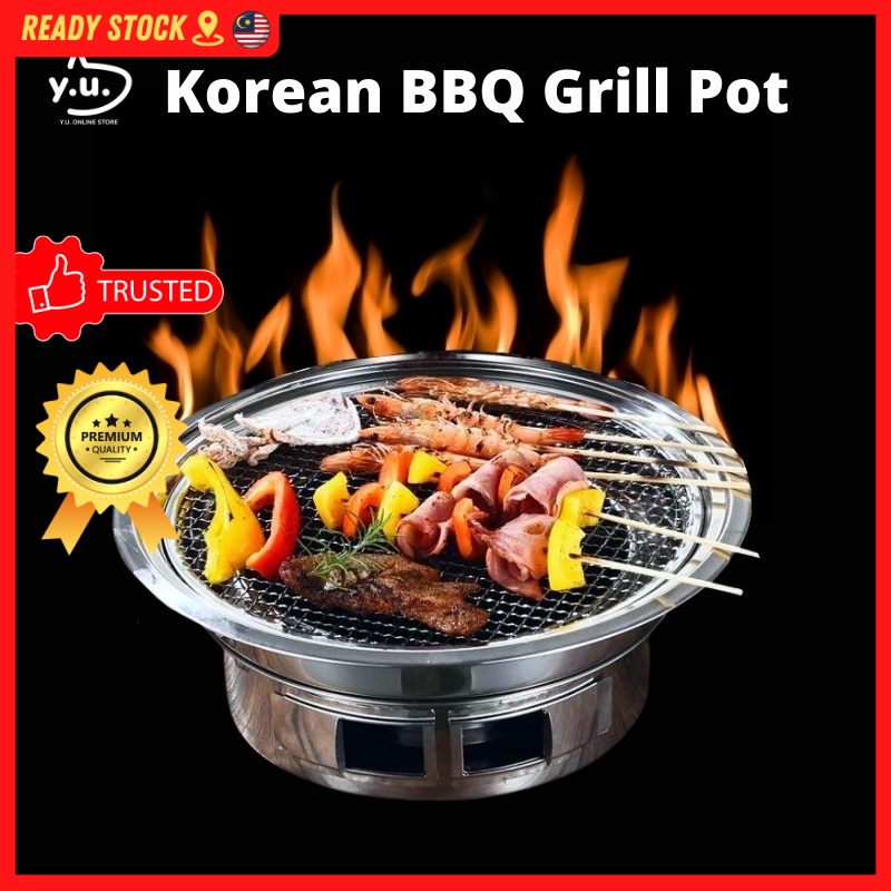 YU Ready Stock 33cm Korean Style Portable Charcoal Grill Stove Barbecue ...