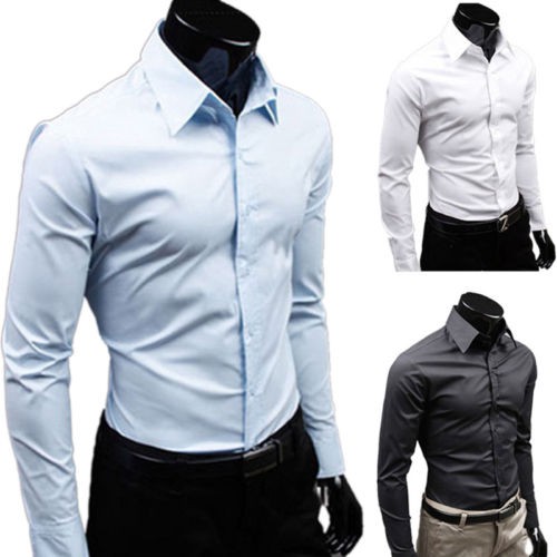 Luxury Hot Men Slim Fit Shirts Long Sleeve Dress Shirt Casual T-Shirt Formal