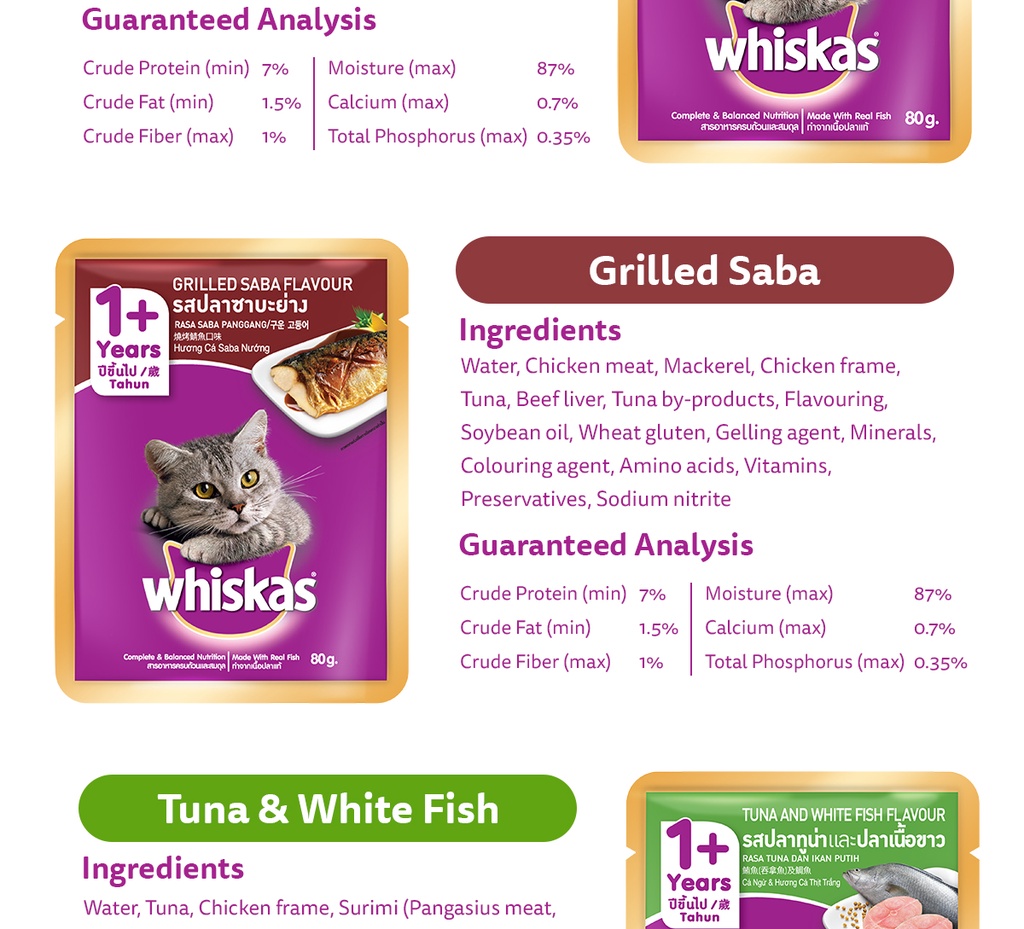 WHISKAS Wet Food Pouch for Cats Mackerel Ocean Fish and