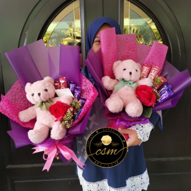 DIY Bouquet Coklat Teddy Bear Untuk Majlis Graduasi. Lebih Jimat