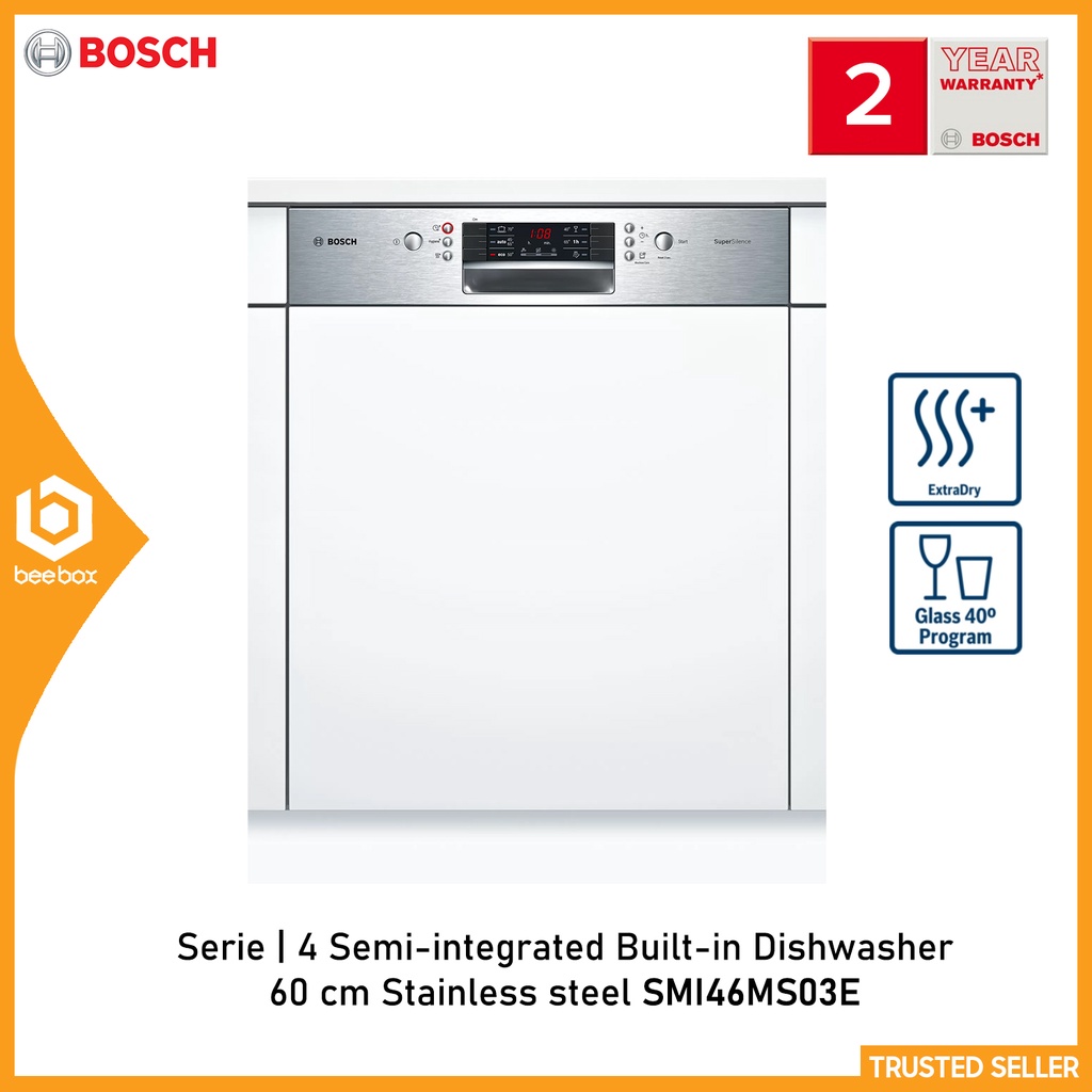 Bosch Series 4 Semiintegrated Builtin Dishwasher 60 cm Stainless