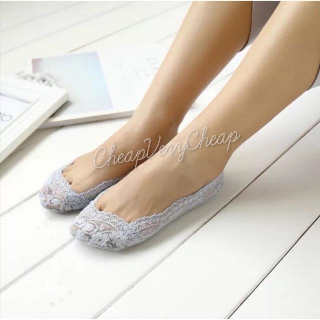 Women Lace 360 Degrees Anti Skid Invisible Liner No Show Peds Low Cut Socks Shopee Malaysia