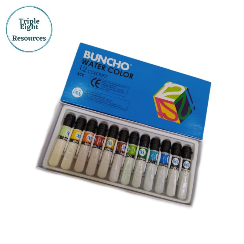  12Colours Buncho Water Color Set Warna Air Set Kaler Air Shopee 