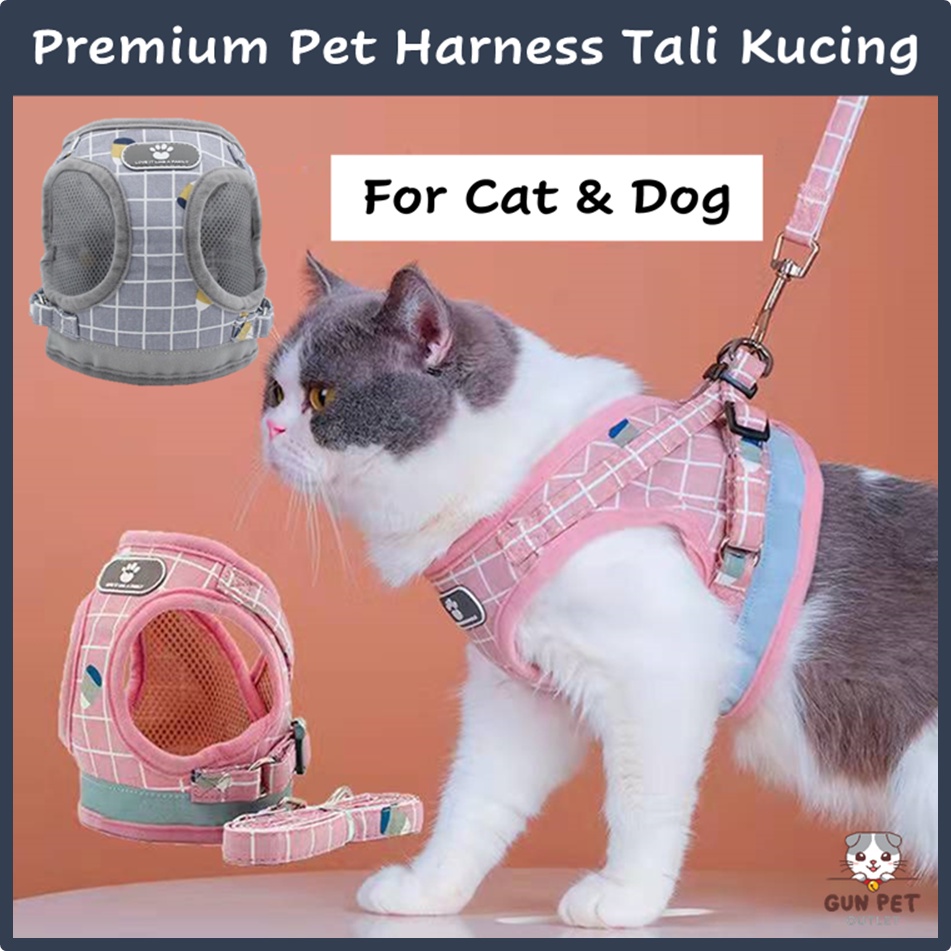 GUN PET Tali Kucing Berjalan Murah Pet Harness Lead Dog Harness Lead