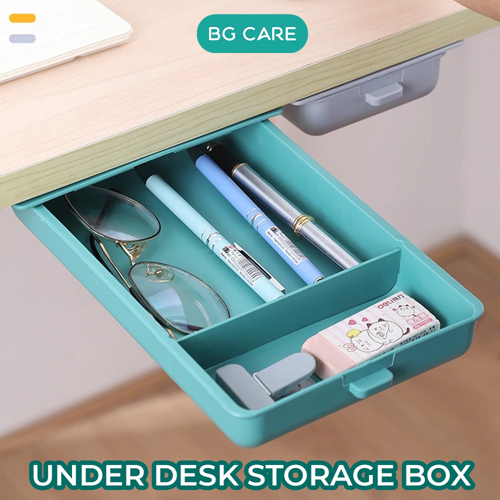 Under Desk Drawer Self Adhesive Storage Box Office Stationery Storage ...