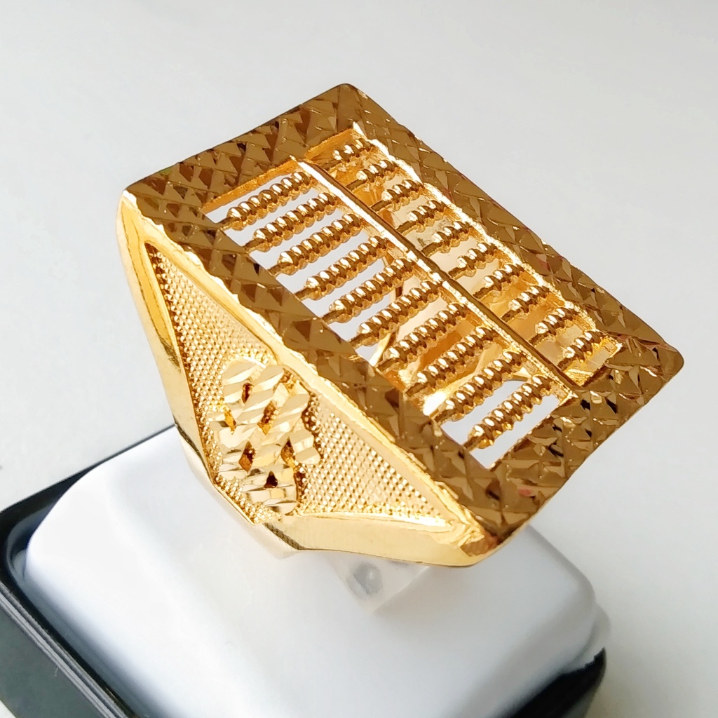 Big XXL Size Square Biscuit Dollar Sign Abacus Heavy Men Ring Shopee