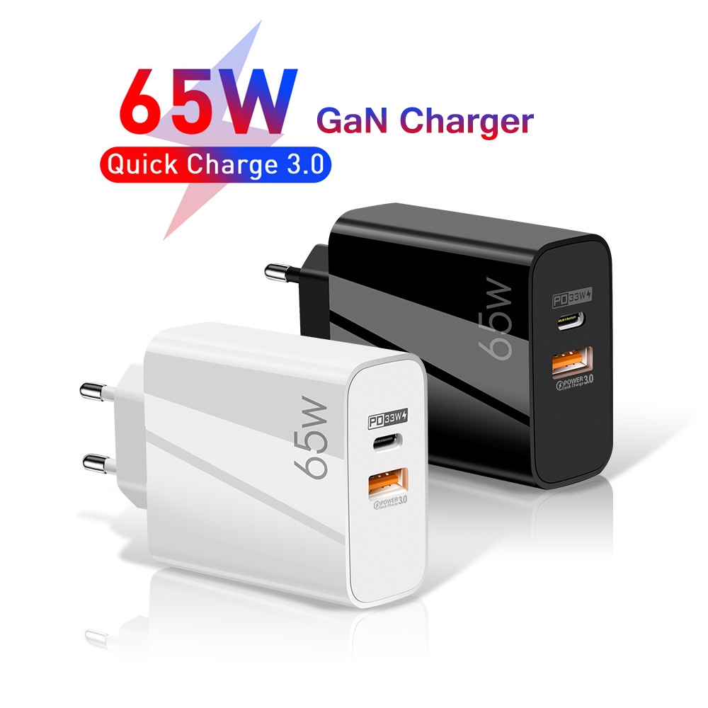 65W GaN Fast Charging PD USB C Charger For iP 13 pro 12 11 8 7 EU Power ...