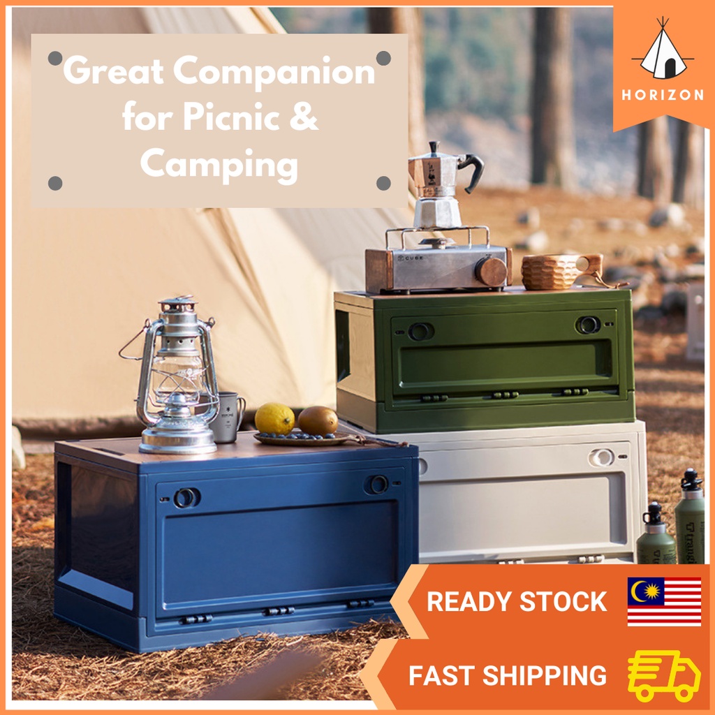 Outdoor Foldable Storage Box Home Organizer with Wooden Board