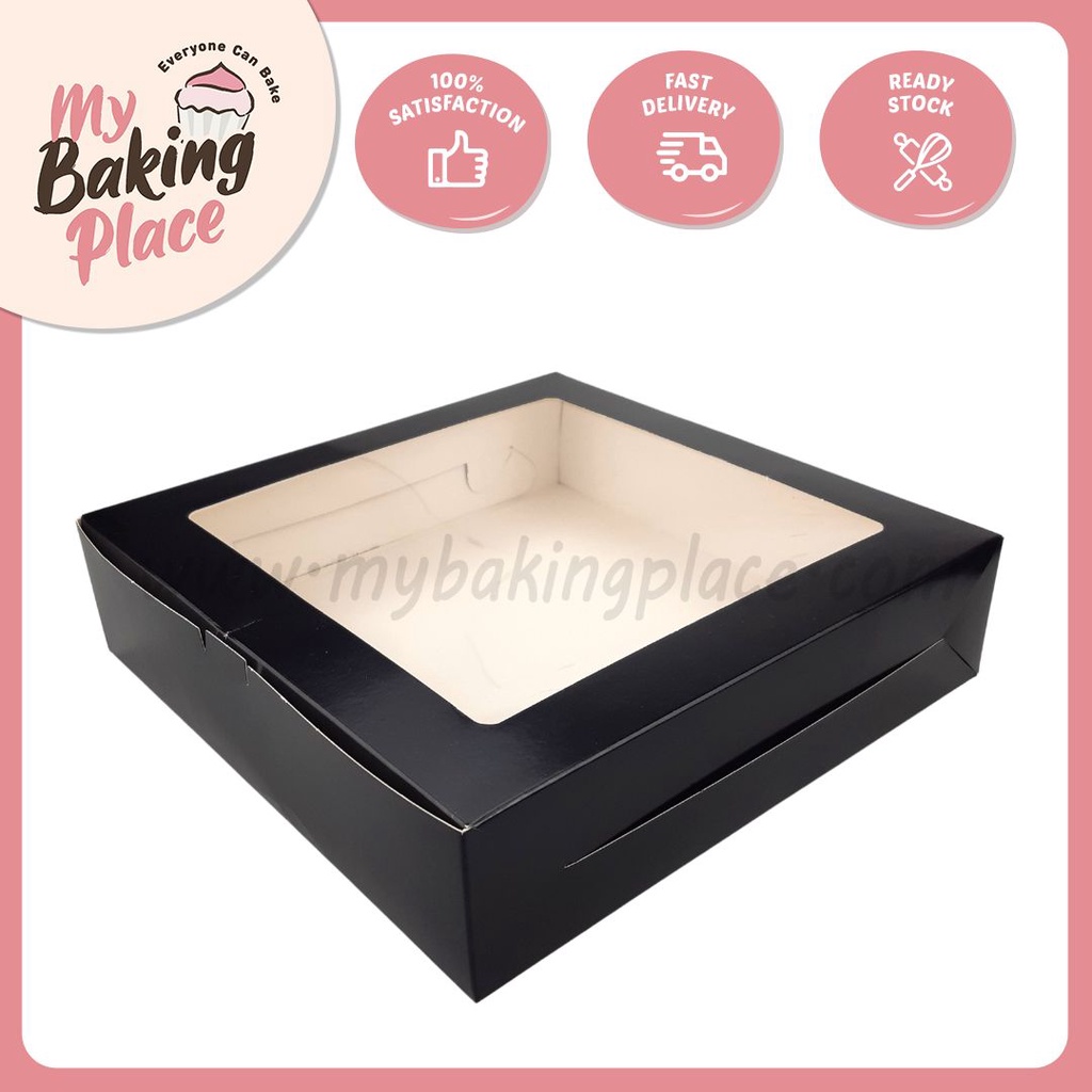 Black Cake Box Window Box Kotak Kek Brownies Box Kotak Kuih Talam Donut