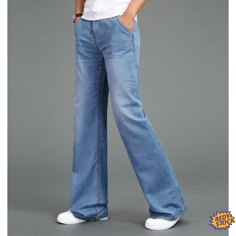 Bootcut jeans seluar kerja lelaki plus size Loose pants feet wide ...