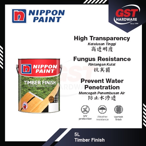 Nippon Paint Timber Finish 5L Nippon Wood Paint Cat Clear Kayu Cat Kayu