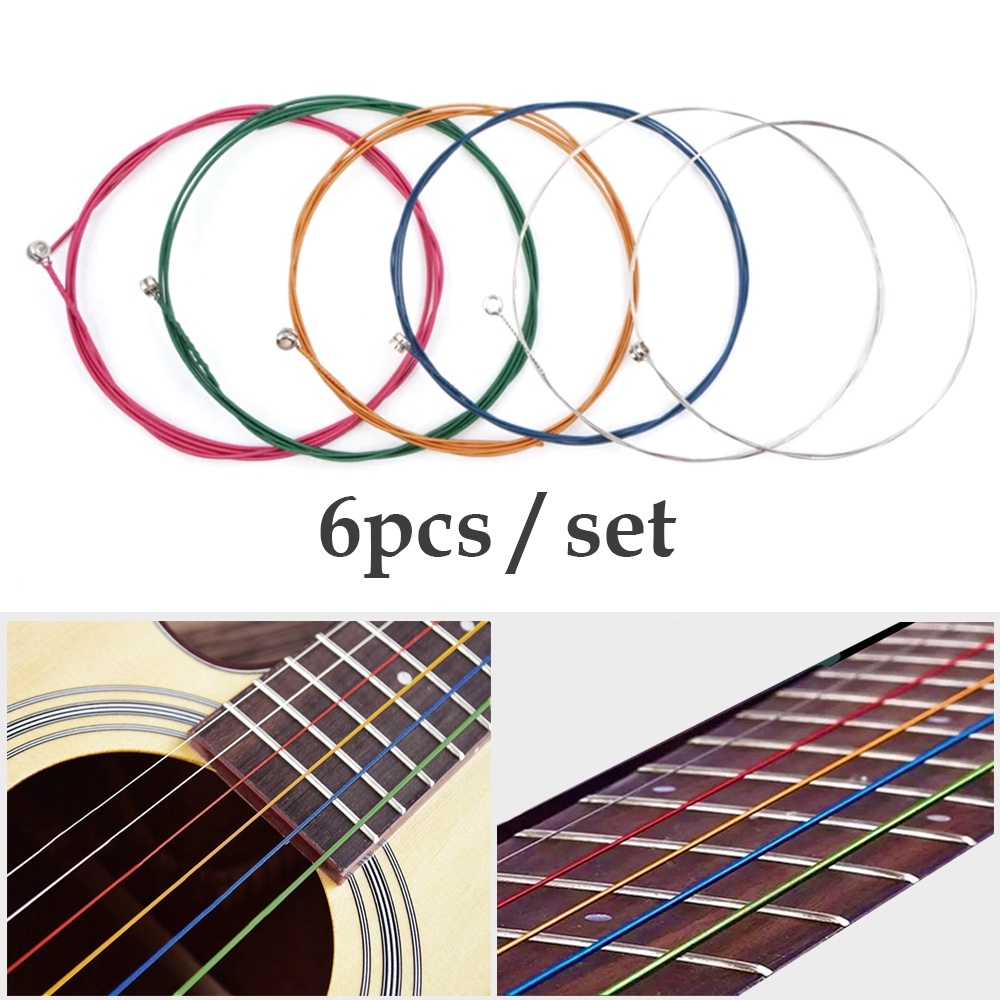 Set Rainbow Color Gold Rose Acoustic Guitar Strings For