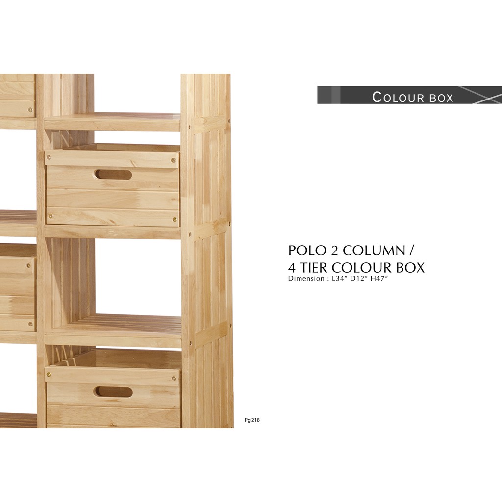 Solid wood 2 column 4 tier Colour box c/w 4 unit box drawer | Shopee ...