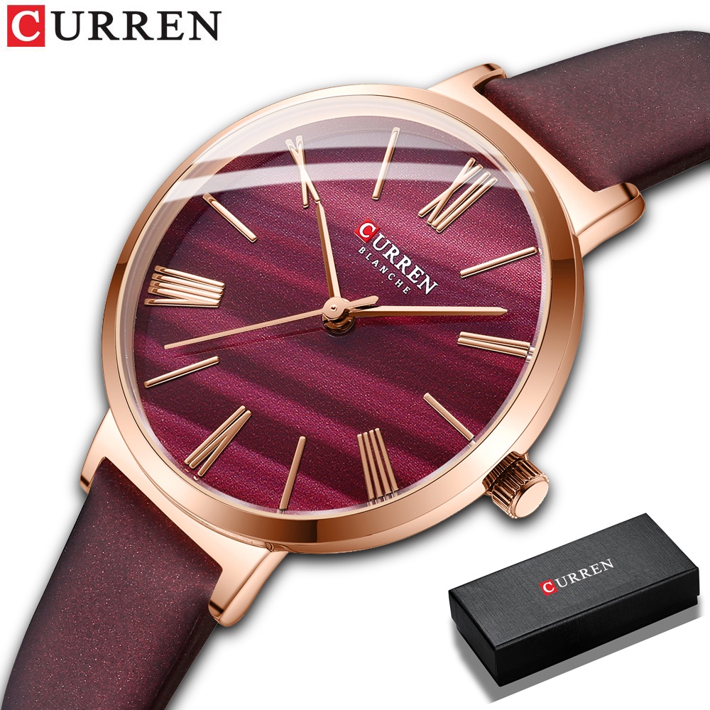 100% Original Authentic CURREN Women's Casual Watch Leather/Stainless steel  Quartz Watches Fashion Busines Waterproof Ladies Wristwatch Girl Clock