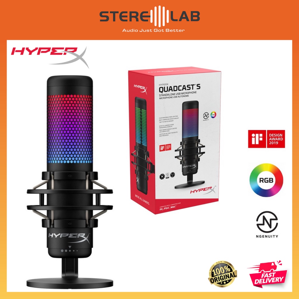 HyperX Quadcast S RGB Gaming USB Microphone for streamers, content ...