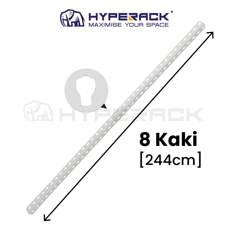 HYPERACK ™️ [High Quality] Rak Besi Slotted Angle Bar Upright 8 Kaki ...