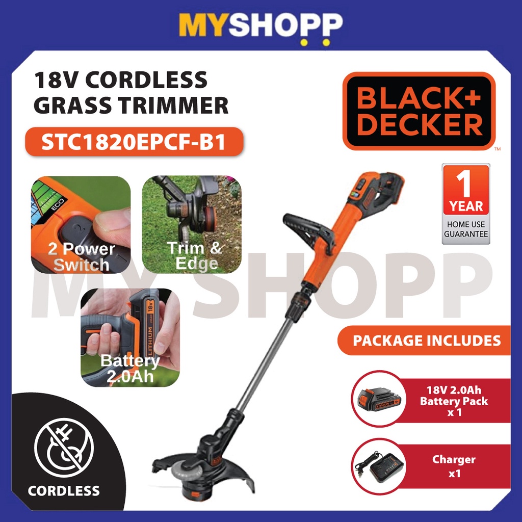 Cordless trimmer ST1823 /18 V / 1,5 Ah / 23 cm, Black+Decker