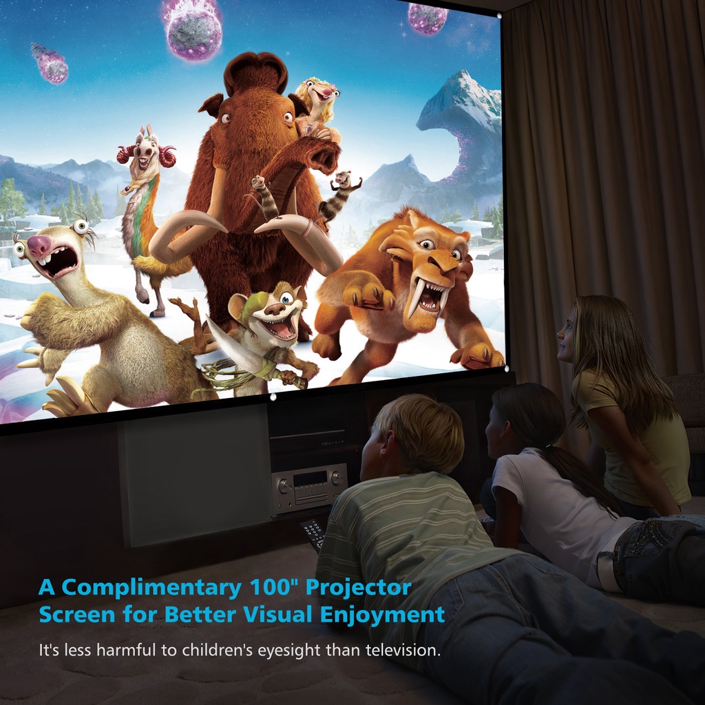 VILINICE 5500L offers Outdoor Movie Projector with 100Inch Projector Screen