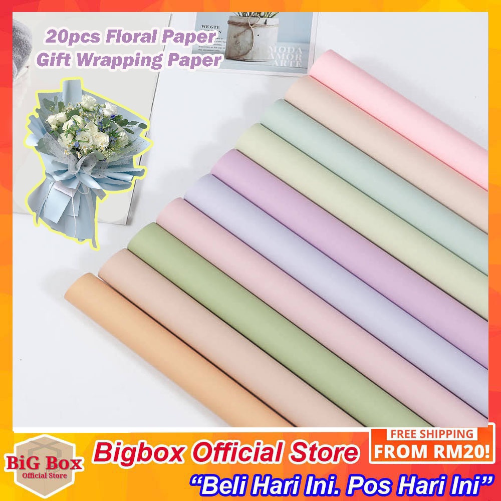 20PCS FLOWER WRAPPING PAPER / KERTAS HADIAH / GIFT PAPER / FLORAL PAPER ...