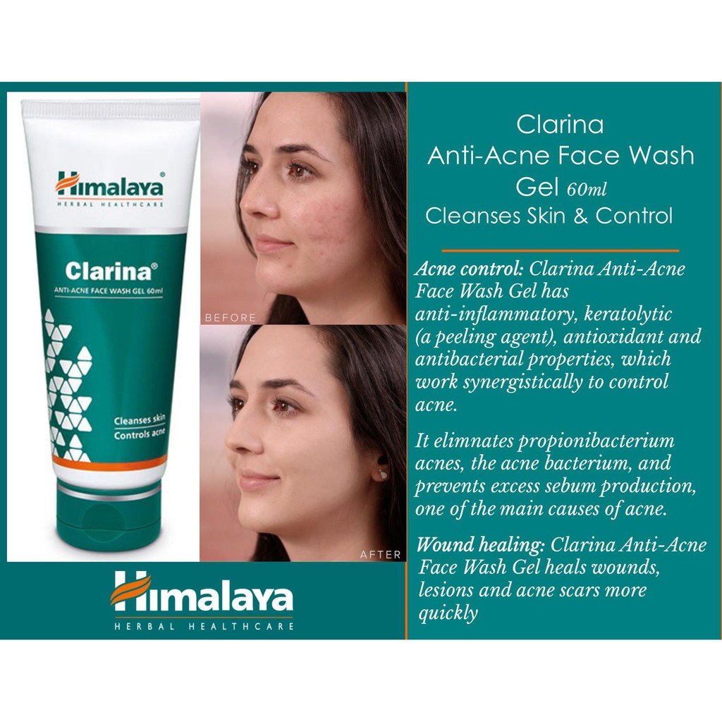 Himalaya Clarina AntiAcne Face Wash Gel 60ml Shopee Malaysia