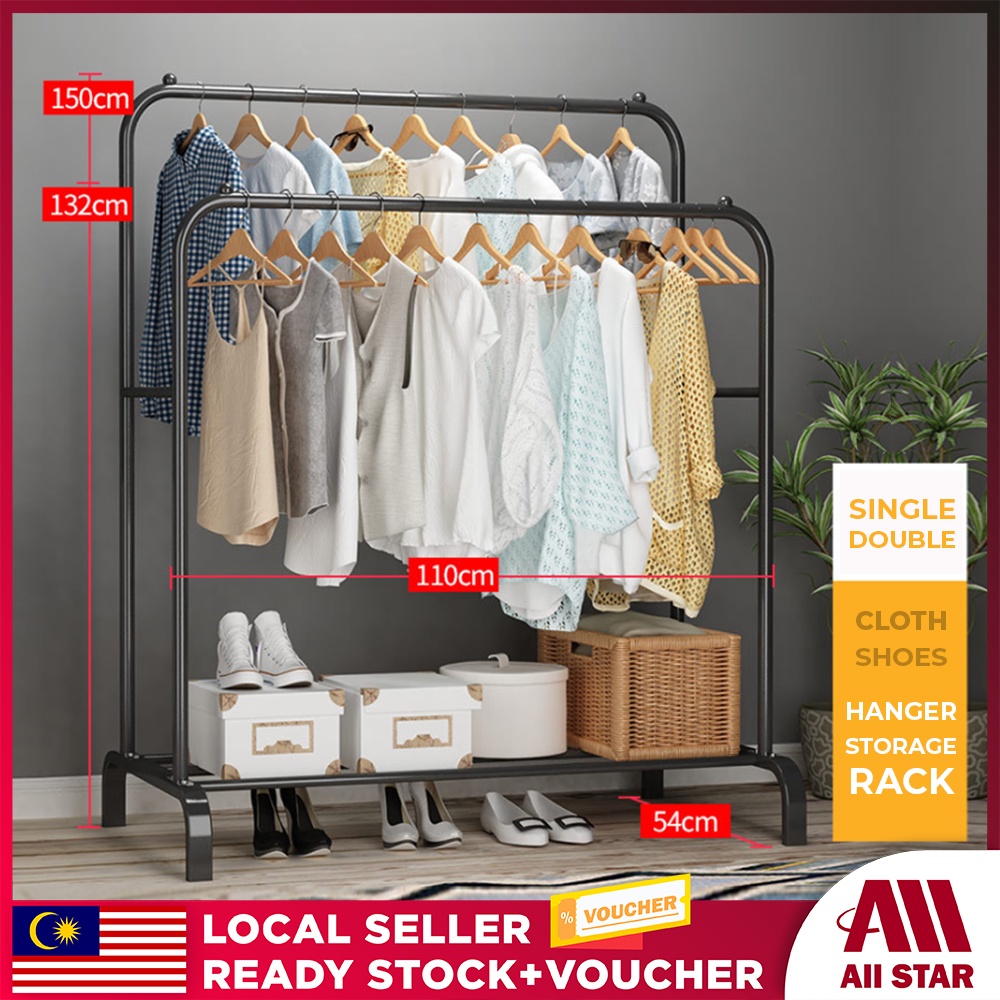 ALLSTAR Malaysia Single Double Pole Steel Structure Laundry Rack Cloth ...