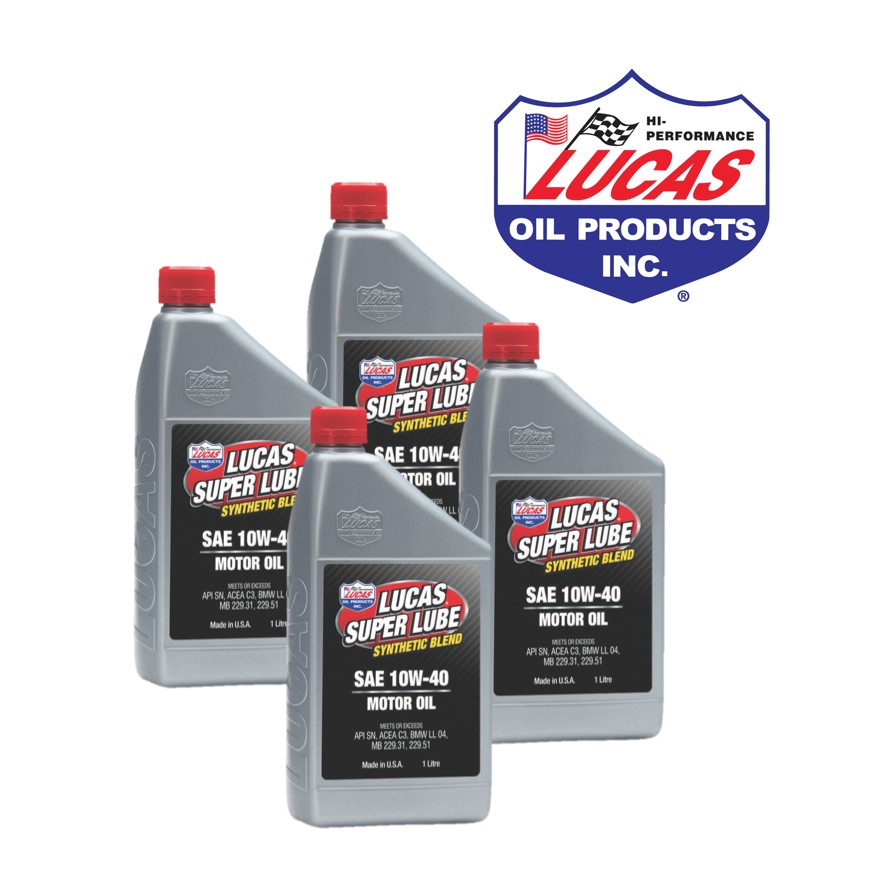 [BUNDLE OF 4] Lucas Super Lube Synthetic Blend SAE 10W40 Motor Oil (1L