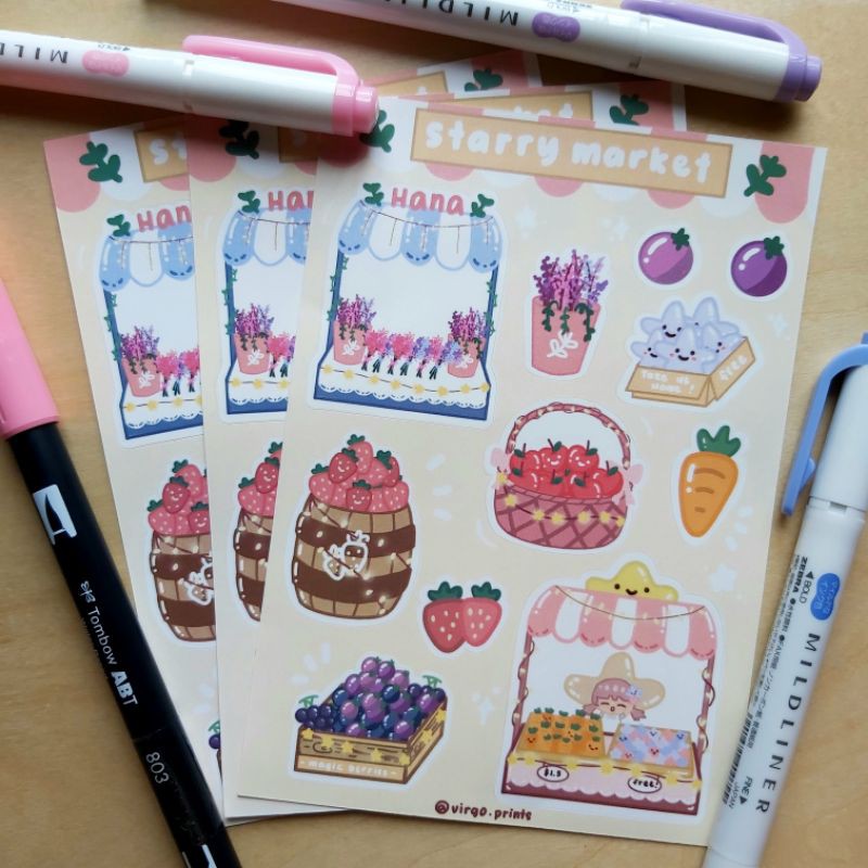 🍓Starry Market Sticker Sheet | Shopee Malaysia