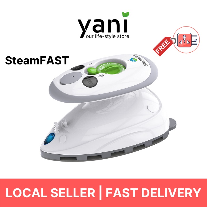 steamfast mini travel steam iron with dual voltage white recall