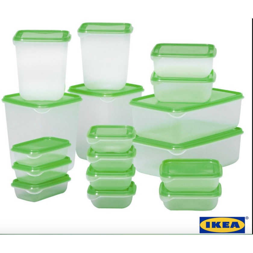 PRUTA Food container, set of 17, clear, green - IKEA