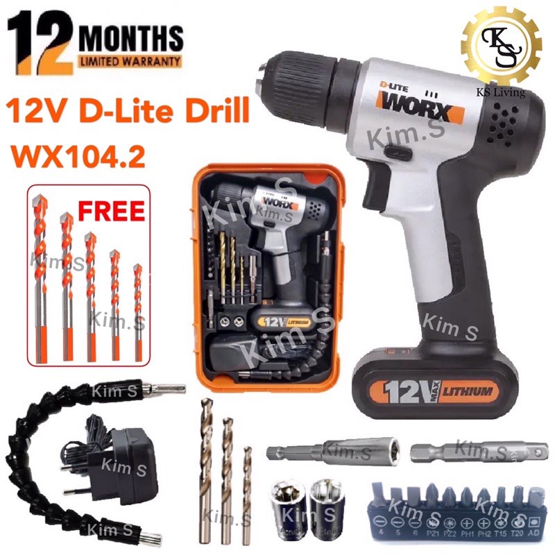 Kim.S WORX 12V 10MM D LITE DRILL DRIVER WX104.2 WX 104.2 COME WITH