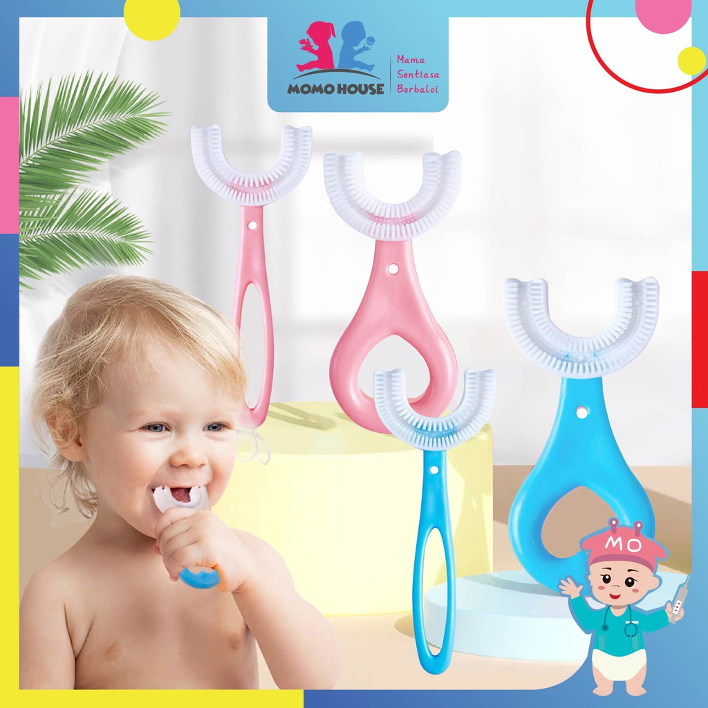 U-Shape Children Toothbrush Kid Toothbrush 360° Silicone Kids ...