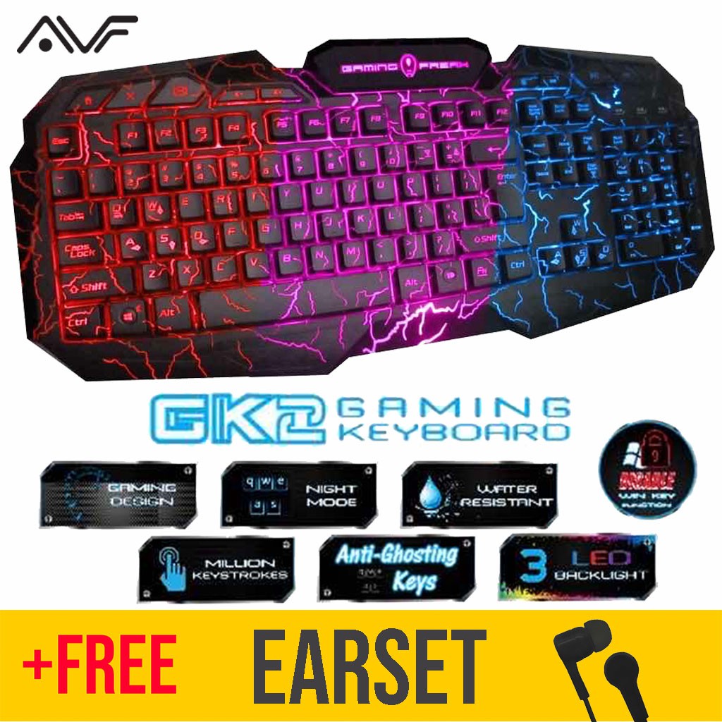 AVF AKB-GK2 Pro Usb Gaming Freak Keyboard Free Earset | Shopee Malaysia