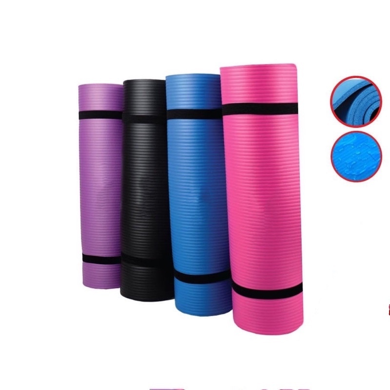 Quality 10mm NBR Yoga Mat with Free Carry Rope 183*61cm Non-slip