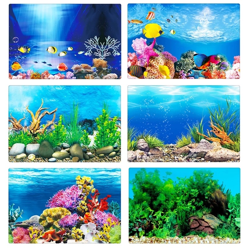 1x HD Fish Tank Background Ornament 3D Landscape Poster Sticker Aquarium  Decor