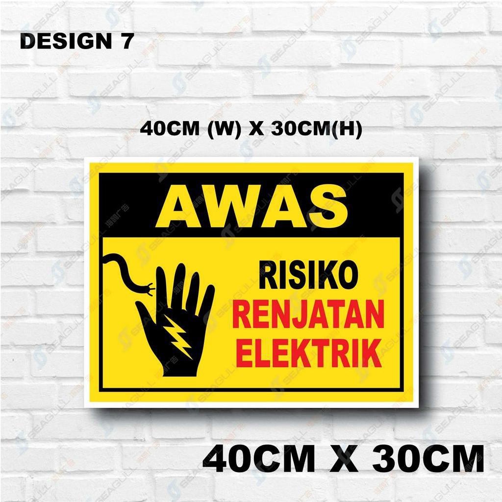 Electric Shock Risk Sign/ Electric Hazard Sign/ Papan Risiko Renjatan ...