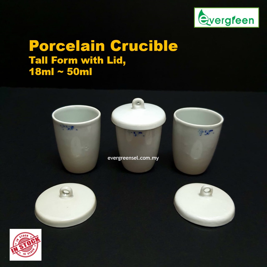 Porcelain crucible, Tall form with Lid