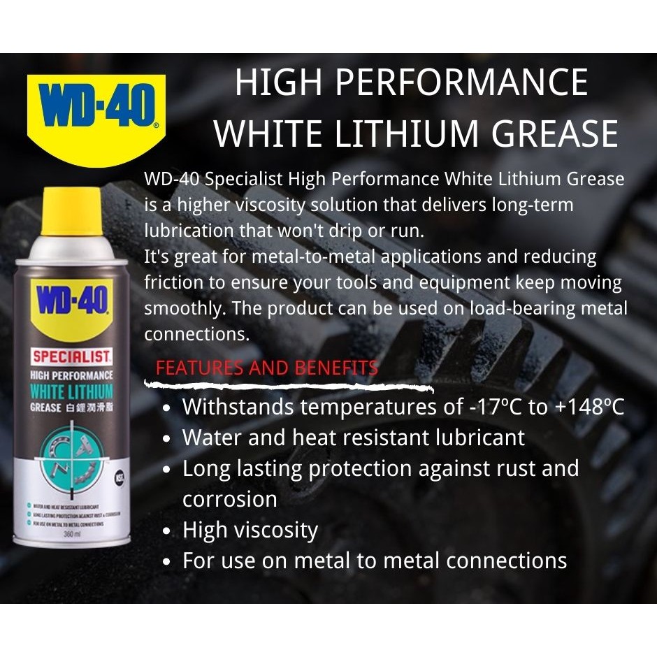 Wd 40 Specialist High Performance White Lithium Grease 360ml Shopee Malaysia 8919