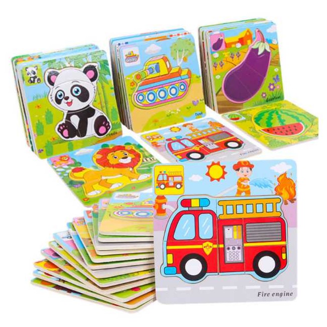 Wooden Cartoon Puzzle Baby Kids 1-4 Years Old Children Educational Toy ...