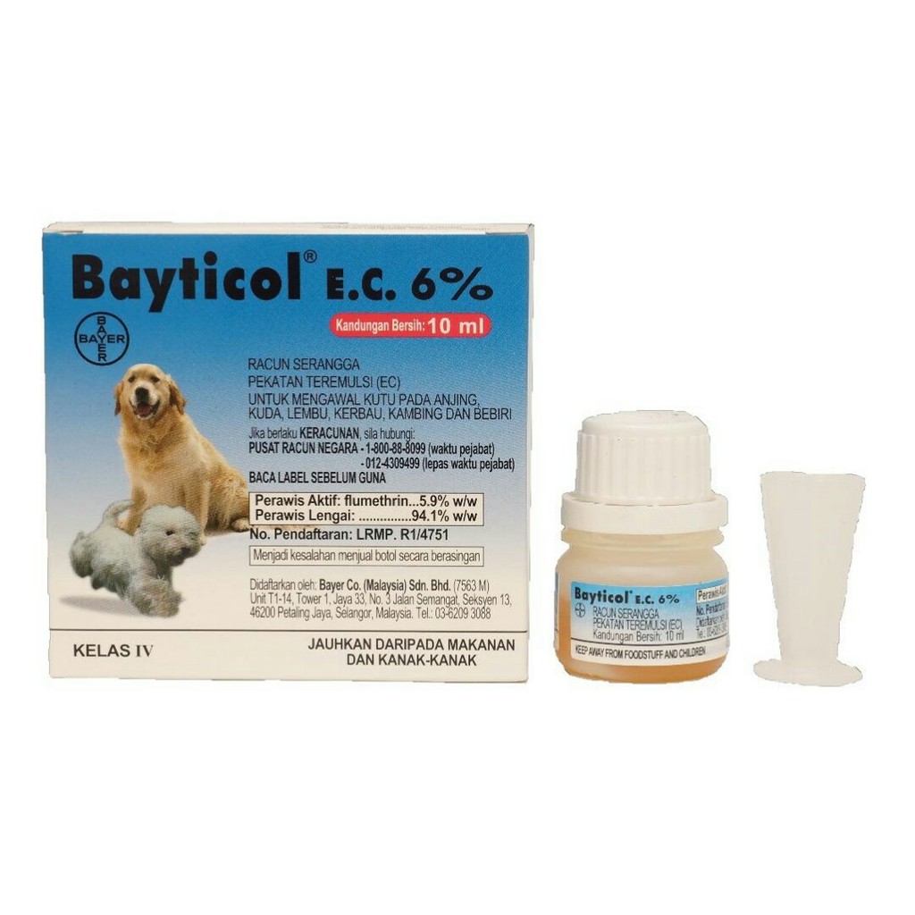 BAYER BAYTICOL E.C. 6% 10ML CONTROL TICK & FLEA (UBAT KUTU) | Shopee ...