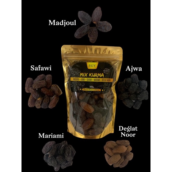 500g Mix Kurma (Madjoul, Ajwa, Safawi, Mariami, Deglat Noor) | Shopee ...