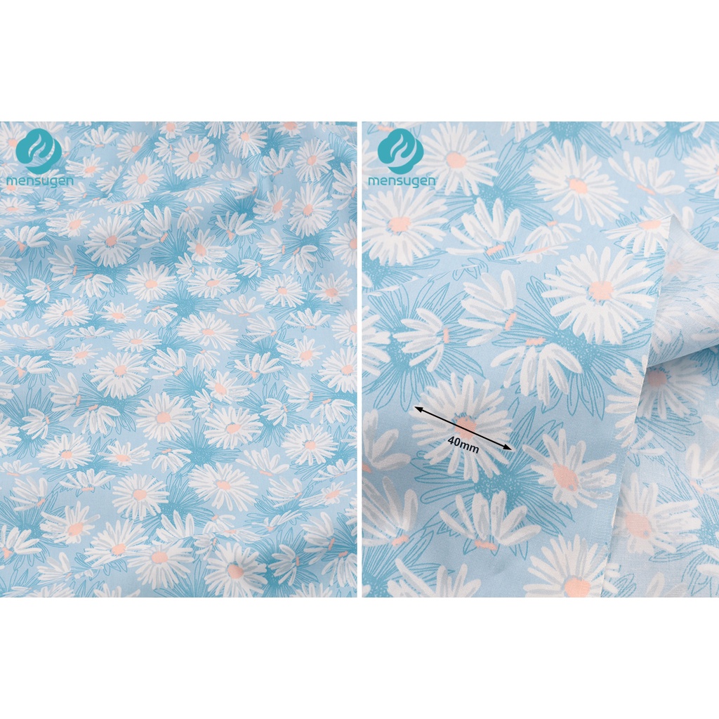 100% Cotton Fabric (Blue Floral series) Kain Cotton (Bunga Biru ...