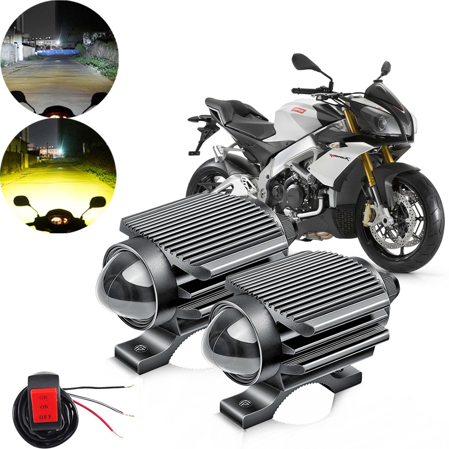 Motorcycle LED Headlight Spot light motorcycle High/Low White Yellow motorcycle spotlight sport