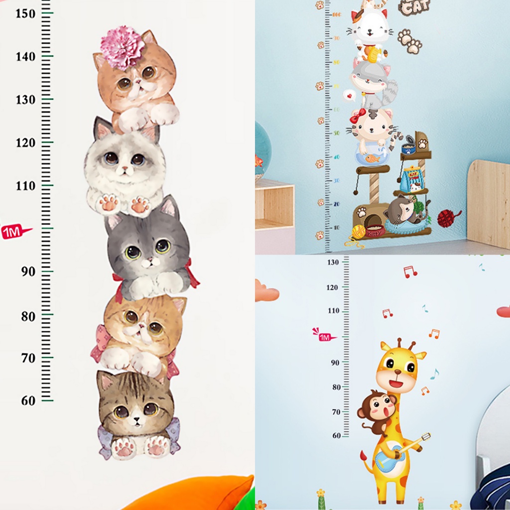 儿童卡通身高贴墙贴 Self Adhesive Height Chart Wall Stickers Kids Measure Growth