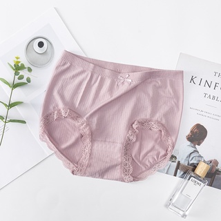 Plus Size] High-Rise Panties Soft Elastic Cotton Lace Briefs Women