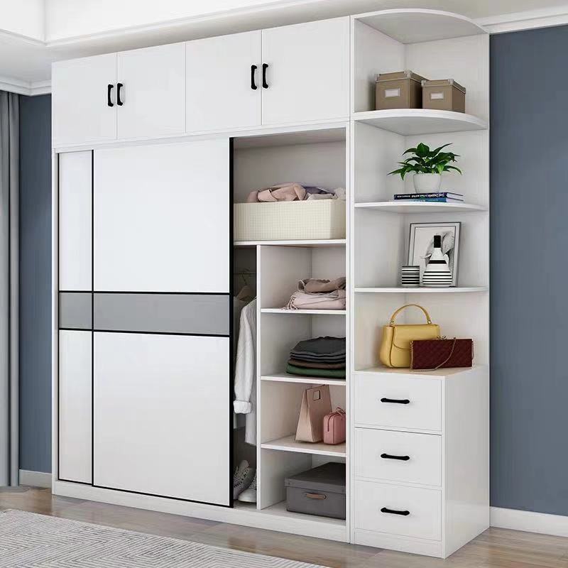™Wardrobe home bedroom modern minimalist wooden sliding door locker ...