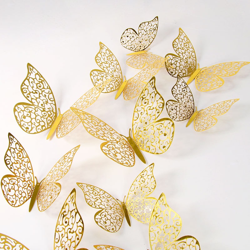 12Pcs Hollow 3D Butterfly Wall Sticker for Wedding Decoration Living ...